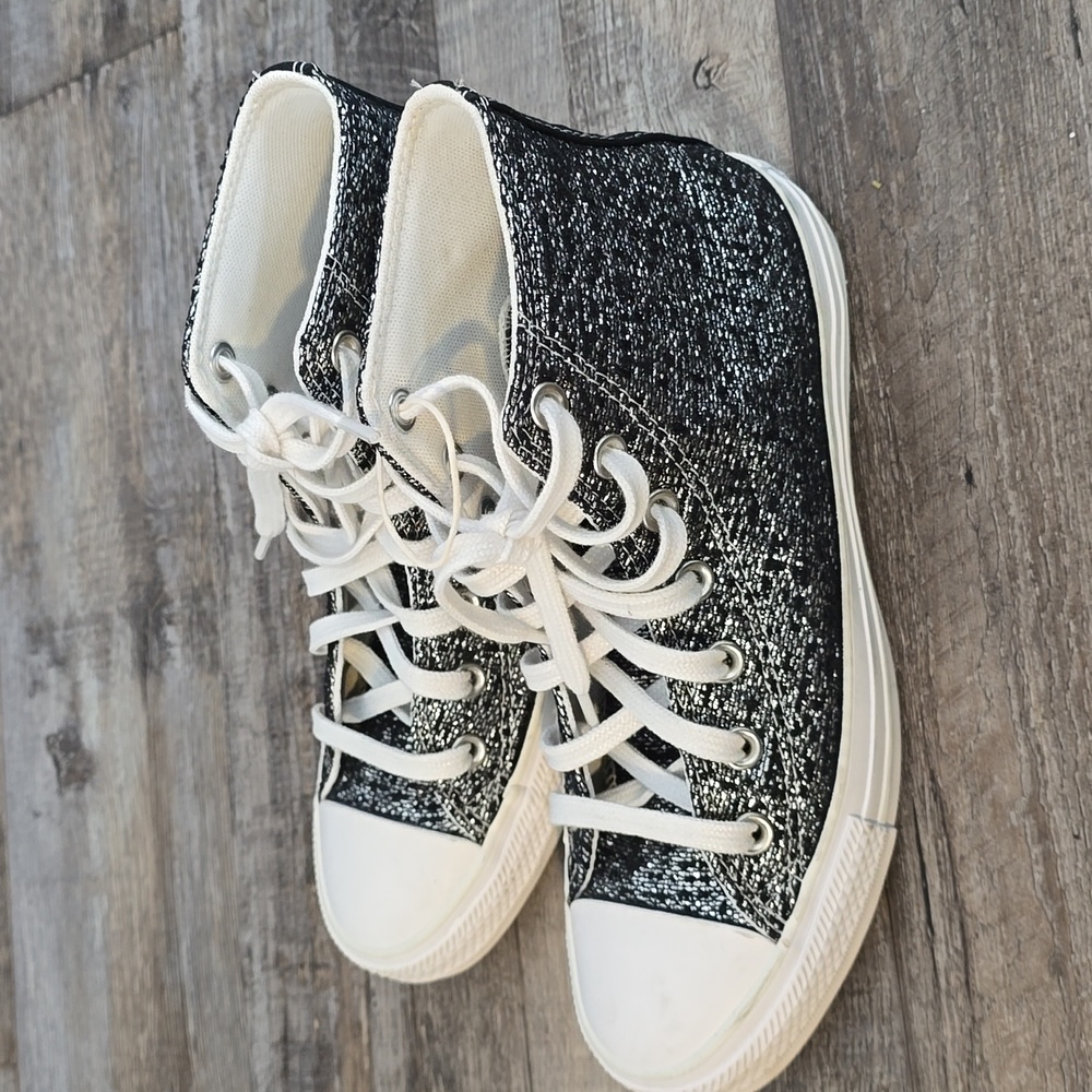 Converse CHUCK TAYLOR All Star High Top Glitter Sneakers Women 7.5 - Picture 3 of 11